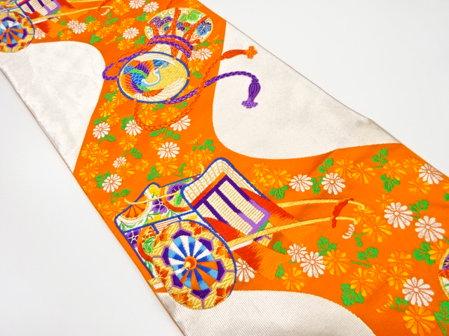 JAPANESE FUKURO OBI / WOVEN FLORAL PLANTS